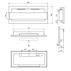 Vegghengt Biopeis - Rød -Dovre Peis Butikk Illustration red wall mounted biofireplace with glass
