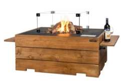 Sidebord Til Cocoon Gasspeis -Dovre Peis Butikk Teakwood sidetable with 2 on a gasfireplace