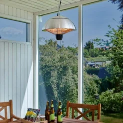 Henge Terrassevarmer 600/1500 W, Ø42 Cm, Sølv -Dovre Peis Butikk Terrassevarmer haengemodel 600W 1500W Solv OUT 70 102