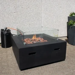 Kawasaki Utendørs Gass Fire Pit -Dovre Peis Butikk black tokyo gas fireplace with table