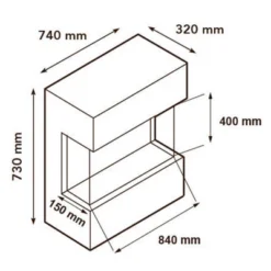Castello 70 3D LED Elektrisk Peis -Dovre Peis Butikk castello 3d led fire technical drawing