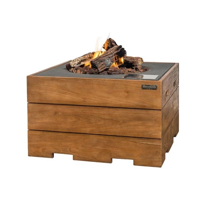 Kvadratisk Gasspeisbord I Teak - Antrasitt 1 Kvadratisk Gasspeisbord I Teak - Antrasitt