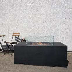 Tokyo Utendørs Gass Fire Pit -Dovre Peis Butikk gas fire built in a black table outdoor tokyo