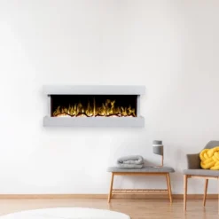 Nordfolk Hvit - 3-sidig Veggmontert Elpeis 14 Nordfolk Hvit - 3-sidig Veggmontert Elpeis -Dovre Peis Butikk hvid elpejs paa vaeg i stue 32788