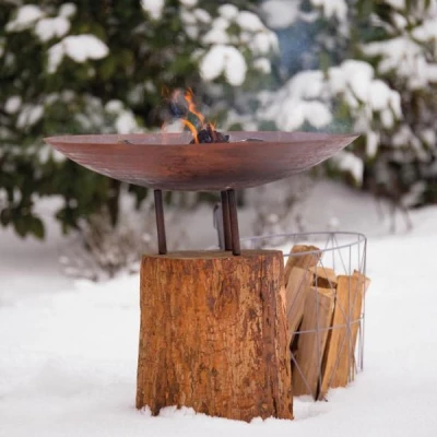 Corten Stål Fire Pit På Trestubbe 2 Corten Stål Fire Pit På Trestubbe - Bilde 2