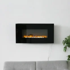 Avlang Elektrisk Veggpeis 18 Avlang Elektrisk Veggpeis -Dovre Peis Butikk sort aflang vaeghaengt elpejs glas front