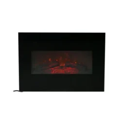 Sort Elpeis Til Vegg -Dovre Peis Butikk sort vaeghaengt elpejs med trae dekoration