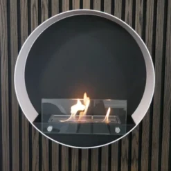 Delaware Hvit - Rund Vegghengt Biopeis -Dovre Peis Butikk wall mounted round bioethanol fireplace in white