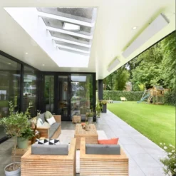 Heatstrip Elegance 2400 Watt -Dovre Peis Butikk white electric 2400w patio heater mounted in the ceiling